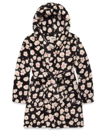 1153830 Black Hibiscina Aarti II Hooded Plush Robe